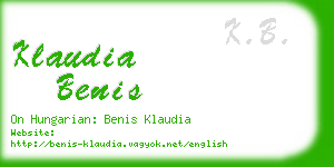klaudia benis business card